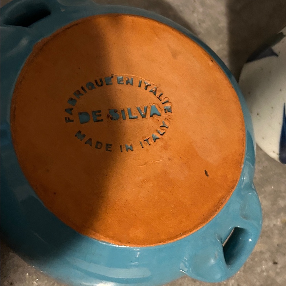 De Silvia Rustic Blue and Orange Ceramic Bowls made in Italy - Picture 5 of 5